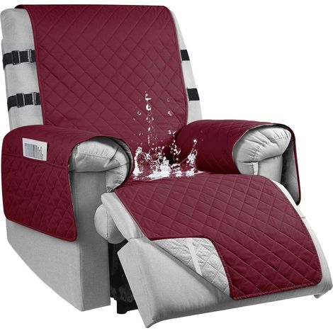 Sesselschoner für Fernsehsessel, 100% Wasserdicht 1 Sitzer Sesselschoner mit 3 Taschen, rutschfest Sesselauflage Relaxsessel mit 2 Verstellbaren Riemen, Waschmaschinenfest (1/5)