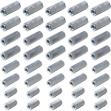 40 Pièces Ecrou Long Écrou en Acier au Carbone Plaqué Zinc (1/5)