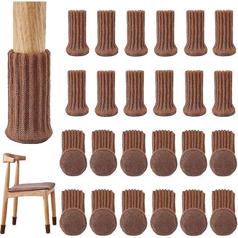 Lot de 24 chaussettes de chaise antidérapantes et élastiques pour pieds de chaise, coussinets tricotés pour pieds de meubles de 7,6 à 12,7 cm de circonférence. (1/5)