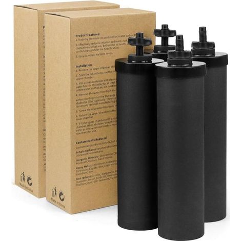 Packung mit 4 Filtern für Schwerkraft-Wasserfiltersysteme, kompatibel mit Weeplow-, Berkey-, Berkefeld- und Doulton-Filtersystemen, reduziert 99,99 % der Verunreinigungen. (1/5)