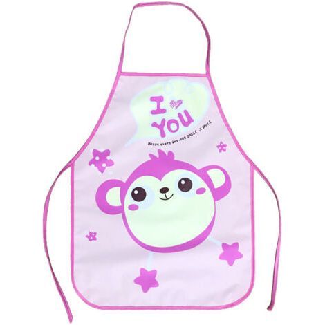 Waterproof Sleeveless Children's Apron - Cooking and Painting Apron for Children, Pink Cartoon Model (1/5)