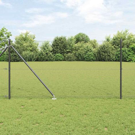 Zaunpfosten Grau 10 x 1,4 m (25 x 25 mm Netz) Stahl und PVC