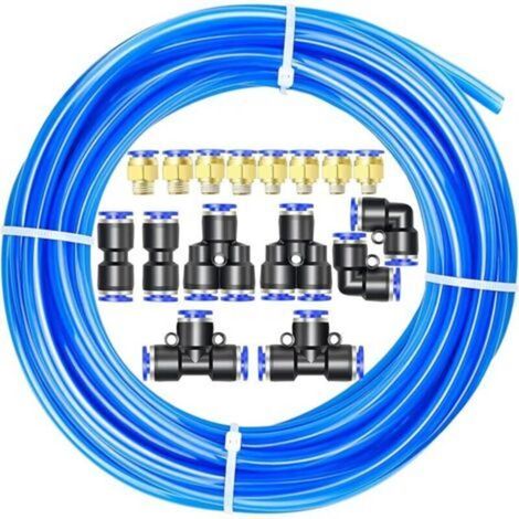 10M PU Blue Polyurethane Air Hose Tube Kit, 8mm OD x 5mm ID with 14 Connector Kits (1/5)