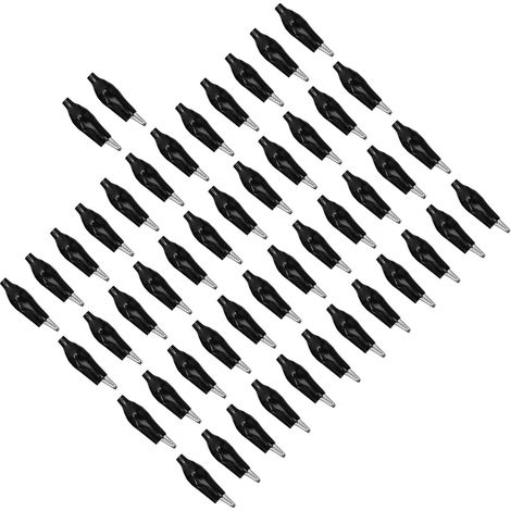 Lot de 50 pinces crocodiles à poignée unique avec gaine PVC, pinces de test électriques pour soudure automobile, bricolage, noir (1/5)