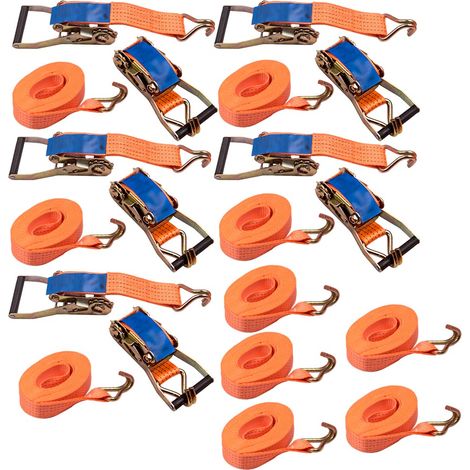 10x 6m 5000kg 5 ton Heavy Duty Ratchet Strap Tie Down J Hook lashing strap (1/5)