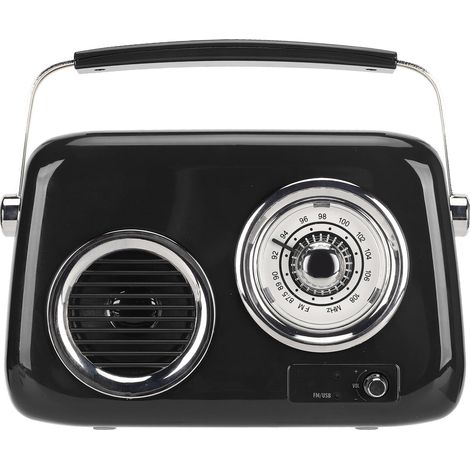 Enceinte radio Bluetooth rétro portable, son stéréo HiFi, style vintage, noire (1/5)