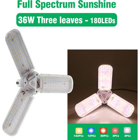 Lampada LED pieghevole da 36 W con testa E27 sospesa da 4 m, adatta per piante da interno, serre e coltivazione idroponica.