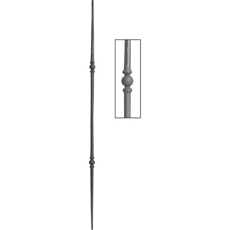 Pannello martellato in stile "forgiato" ø14mm e altezza 1000mm in ferro battuto con due decori