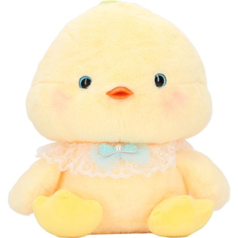 30cm poupée poulet en peluche douce, toucher agréable, mignon jouet de poule réaliste multifonction décor pour chambre bureau nœud bleu (1/5)