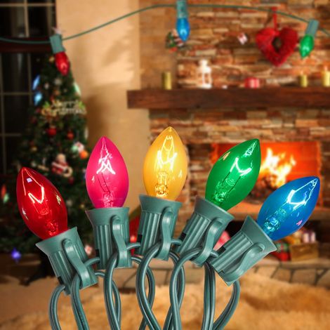 Guirlande lumineuse multicolore C7, guirlande vintage pour sapin de Noël d'intérieur, C7-25 (1/5)