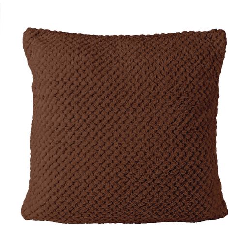 Funda de almohada de 40x40 cm, jacquard, color chocolate. (1/2)