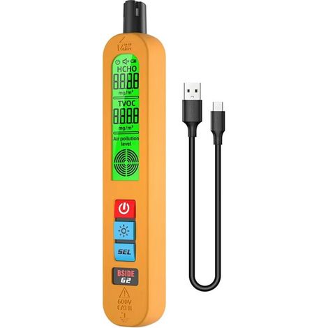 Rilevatore di qualità dell'aria BSIDE G2 Formaldeide HCHO TVOC Ricaricabile Portatile Allarme acustico automatico Display LCD Interno e (1/2)