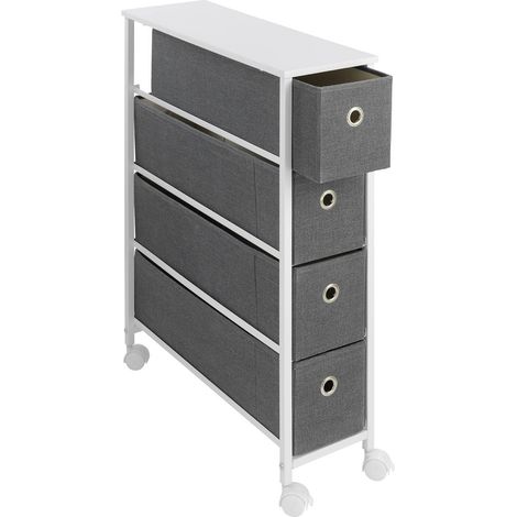 Étagère à épices étroite sur roulettes – Métal durable – Longueur 79 cm – Largeur 20 cm – Mobilité pour petits espaces – Maximex (1/4)