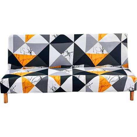 Armloser 3-Sitzer-Sofabezug, Stretch-Sofabezug, Komplett abdeckender Klappsofa-Schutz, Universelles geometrisches Muster, Rutschfestes Sofahandtuch 180-210 cm (Geometrie 1)