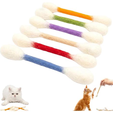 Hisopo de algodón de juguete interactivo para gatos, 6 piezas de hisopo de algodón de juguete para gatos con sabor a hierba, juego interactivo para gatos, palitos para masticar para gatitos lindos, ad (1/5)
