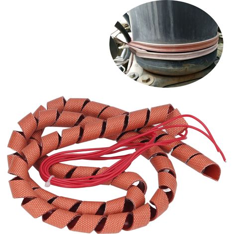 Ruban chauffant torsadé basique de 1000 mm de long, 220 V, 70 W, ruban chauffant électrique spiralé, gaine chauffante enroulée naturellement, diamètre extérieur 12 mm (1/5)