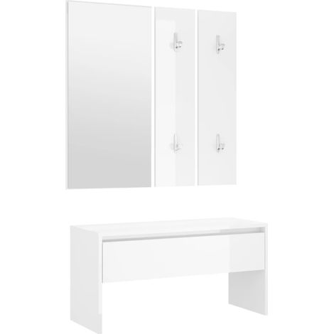 Ensemble de meubles d'entrée Design moderne, Vestiaire d'entrée, Blanc brillant Bois d'ingénierie OIB4515E (1/5)