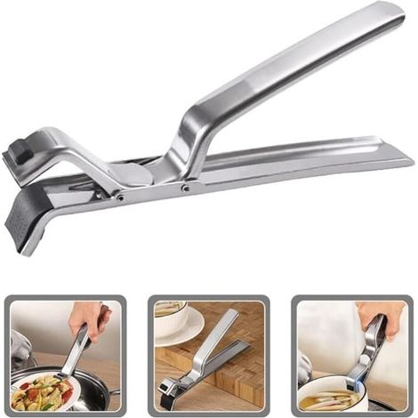Pince à casserole, pince à cuisinière électrique, pince à bol en acier inoxydable, pince de support de cuisinière électrique adaptée au four à micro-ondes et au cuiseur vapeur (1/4)