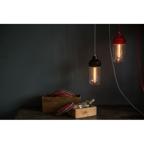 Lampe Suspension Porcelaine Noire - verre dépoli (1/5)