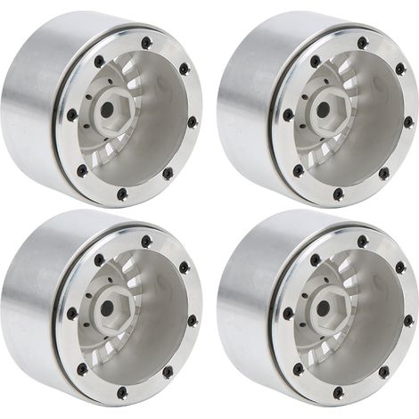 Satz mit 4 Radnaben aus Aluminiumlegierung (2,2 Zoll) für 1/10 RC Crawler-Cars (Axial TRX4 SCX10, silber) (1/5)