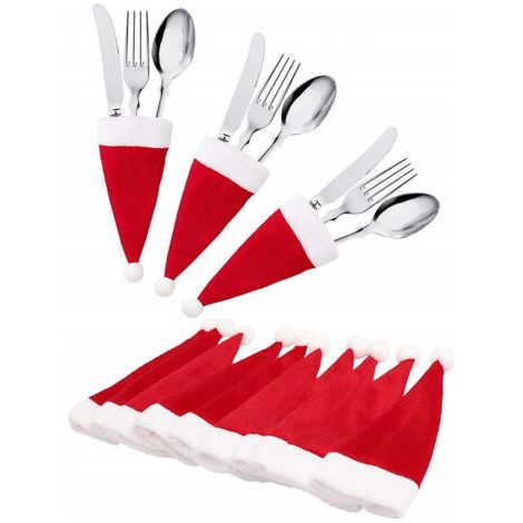 15 Pcs Decoration Noël Porte-Couverts Pour bonnet de noel Argenterie Vaisselle Titulaires Fourchette Cuillère Sac De Rangement sac à couverts de noël pour noël,decoration noël table (1/5)