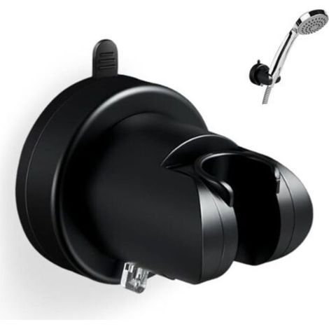 Support de Pommeau de Douche Ventouse,Fixation Pommeau de Douche Sans Percage,Porte Douchette Mural Universel,Support Douchette Salle de Bain,Shower Head Holder pour Fixer et Régler - Noir (1/5)