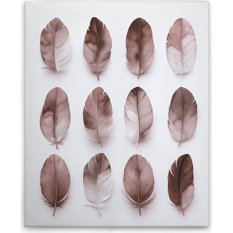Leinwandbild Federn Rose M1-No.51795 - Kunstdruck auf Leinwand in Rosa Grau - Wandbild 40 x 50 cm