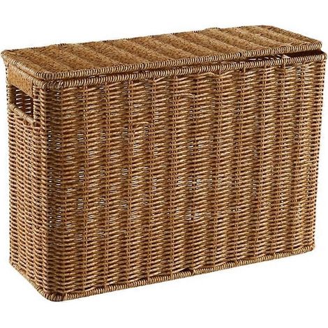 Hohe, schmale Aufbewahrungsbox aus geflochtenem Rattan, platzsparender Zeitschriftenkorb für Ecken oder die Sofakante (1/5)