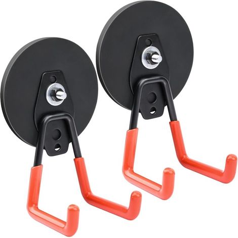 Lot de 2 Crochets Magnétiques Puissants 88mm, Antidérapants, Pour Jardin, Garage, Salle à Outils, Fixation Sécurisée