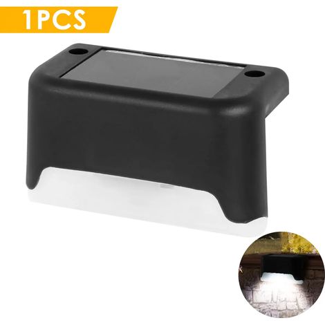 (5W-1pc lumière blanche B) Lampe solaire LED - Éclairage d'escalier solaire étanche pour extérieur, clôture, mur, terrasse, allée, décoration lumineuse. (1/5)