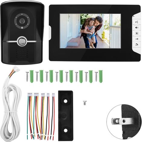 Système de visiophone vidéo HD 7 pouces avec écran LCD, caméra extérieure pour porte, moniteur domestique avec prise américaine (1/5)