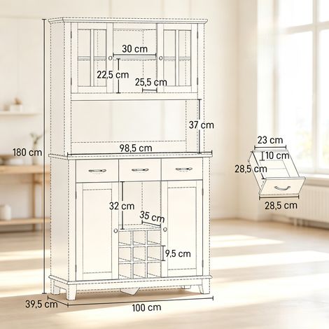 Meuble de rangement haut avec éclairage LED RGB, buffet pratique, armoire de stockage moderne (meuble seul) (1/5)