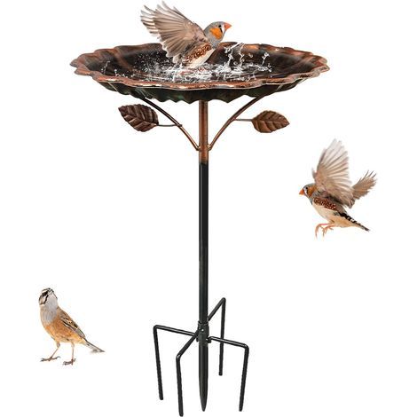 1 Abreuvoir Oiseaux, Fer, Base 5 Fourches, 85cm Hauteur, 26cm Diamètre, Jardin Terrasse Cour (1/5)