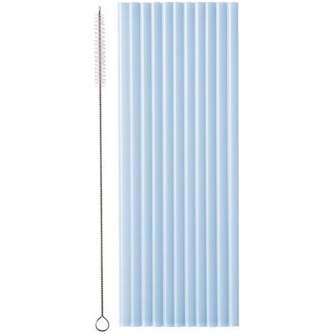 Blaue Plastikstrohhalme, 23 cm, 12 Stück