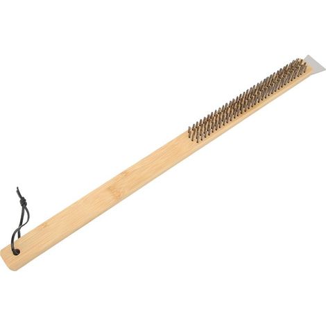 Brosse pour four à Pizza avec trou de suspension, poignée en bambou, fil de barbecue, grattoir de nettoyage. (1/5)