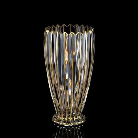 Grand vase moderne en cristal doré peint à la main - 26,9 cm de haut - verre , décoration de bureau à domicile pour salon, table à manger, centres de table, et (1/5)