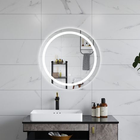Aica SPECCHIO DA BAGNO ROTONDO CON LED 60 X 60 CM, ANTIAPPANNAMENTO, INTERRUTTORE A SFIORAMENTO (1/5)