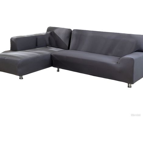 Housse de canapé élastique universelle tout-en-un, housse de canapé d'angle, housse de canapé en cuir, housse complète, combinaison quatre saisons, vente en gros, gris foncé, quatre places, 235-300 cm (1/5)