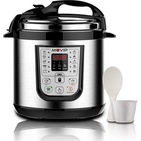 Muvip olla a presion electrica - 6 litros - 15 programas disponibles - 1000w - display led - acero inoxidable - totalmente desmontable - control de tiempo y temperatura