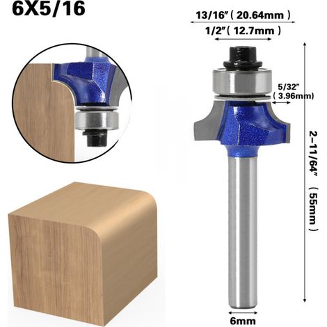 Fraise à angle rond professionnelle Jincheng, fraise à chanfreiner, fraise à angle droit, fraise à bois, tête de fraise pour machine à rogner, fraise à chanfreiner en R (Couteau à angle rond professio (1/5)