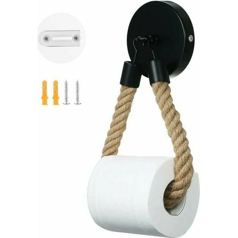 Toilet Paper Holder without Drilling, Vintage Toilet Roll Holder, Matte Black Toilet Paper Holder for Bathroom and WC (1/5)