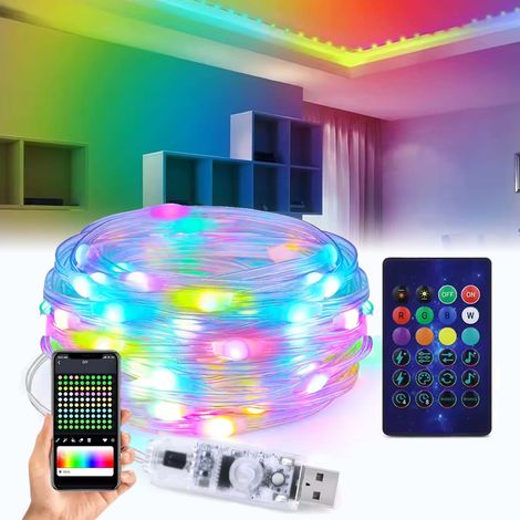 Bande LED RGBIC intelligente avec contrôle à distance via application, 10 m, multicolore