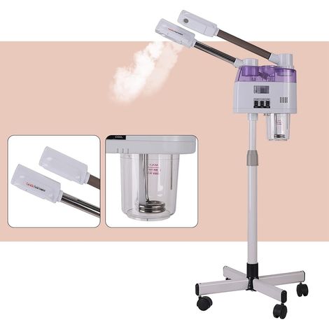 Vaporizador facial, Sauna facial, Humidificador, Vaporizador de ozono para salón/hogar/estudio de cosmética, Vaporizador de 2 cabezales para tratamientos faciales, Altura regulable (1/5)