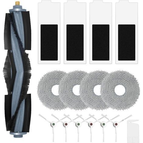 Kit d'accessoires pièces d'aspirateur pour ECOVACS Deebot T20 Omni /T20e Omni, 1 Brosse Principale, 6 brosses latérales, 4 serpillères, 4 filtres Hepa, 1 Brosse de Nettoyag (1/4)