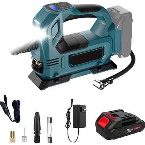 Pompa ad aria, gonfiaggio rapido, doppia alimentazione, 1 set di batterie (1/2)