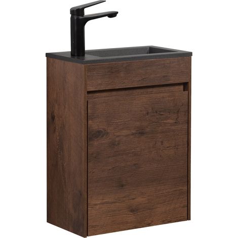 Mobile da bagno Sinta 40 x 22 cm Marrone / lavabo nero - Mobile contenitore
