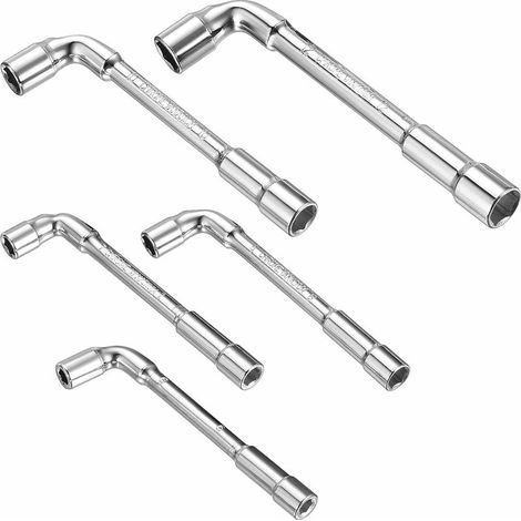 5 Pcs Clé à Douille Double Coudée, Clés à Pipe à Douille Hexagonales Coudées en L, Métriques Clé Doubles Douilles Hexagonales à 6 Pans pour Réparation de Canalisations Voitures Vélos, 6/7/8/10/12 mm (1/5)