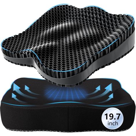 Coussin de siège en gel extra épais pour une longue assise - Soulage la pression - Coussin de chaise pour les maux de dos - Coussin œuf pour voiture, chaise de bureau, fauteuil roulant, chaise de (1/5)