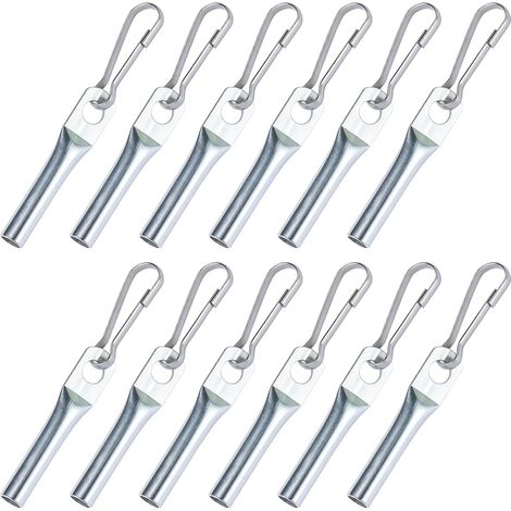 Lot de 12 fermetures d'extrémité de câble avec crochet, serre-câbles galvanisés pour corde de 8 mm, crochet robuste pour bâches de remorque, bâches de protection et fixation de bâches (1/5)