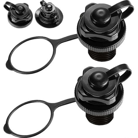 Lot de 2 valves de gonflage pour bateaux gonflables, bouchons d'air Boston Spiral à gonflage rapide, pour radeau, bateau de piscine - noir (1/5)